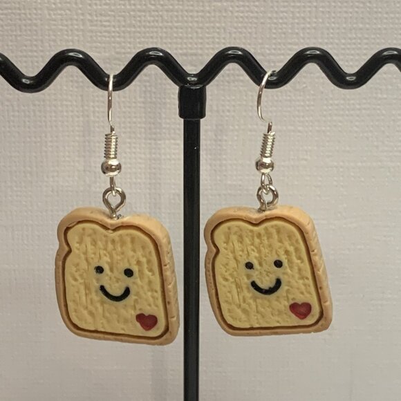 Toast Earring, Bread Earring, Funny Food Earring, Food Jewelry, Gift Idea, Toast - Picture 6 of 7